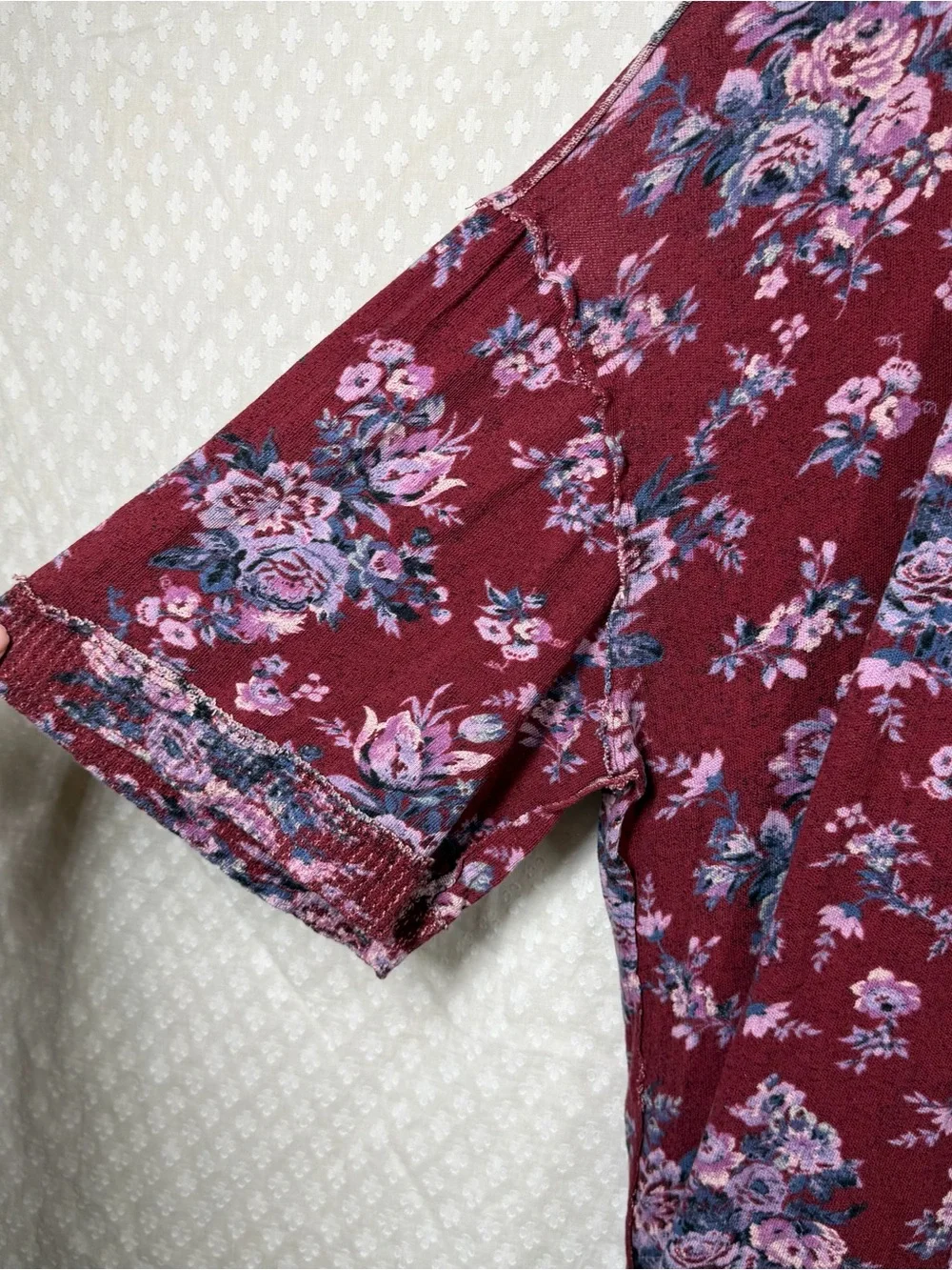 Free People We The Free Red Purple Floral You And Me Oversized Tunic Top